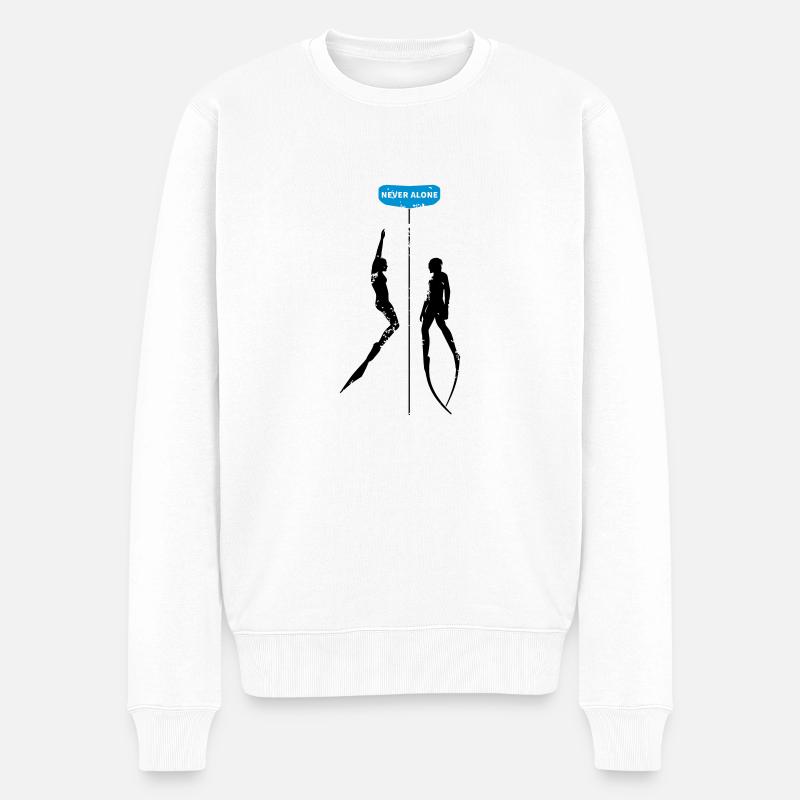 Never Alone II - Männer Premium Bio Pullover - Weiß