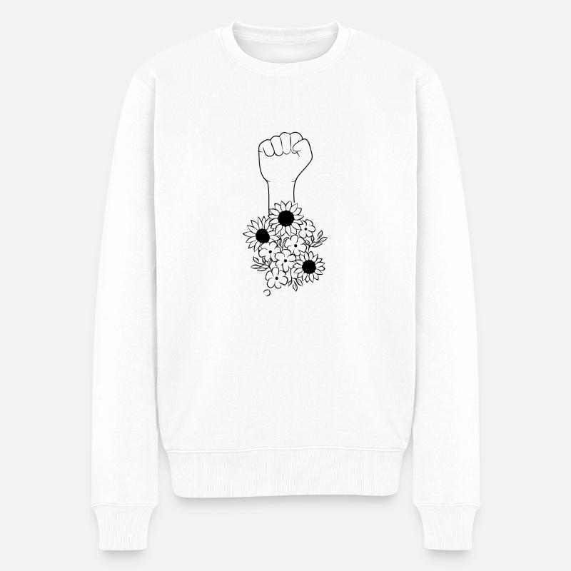 fleurs poing noir - Pull Premium bio Homme - blanc