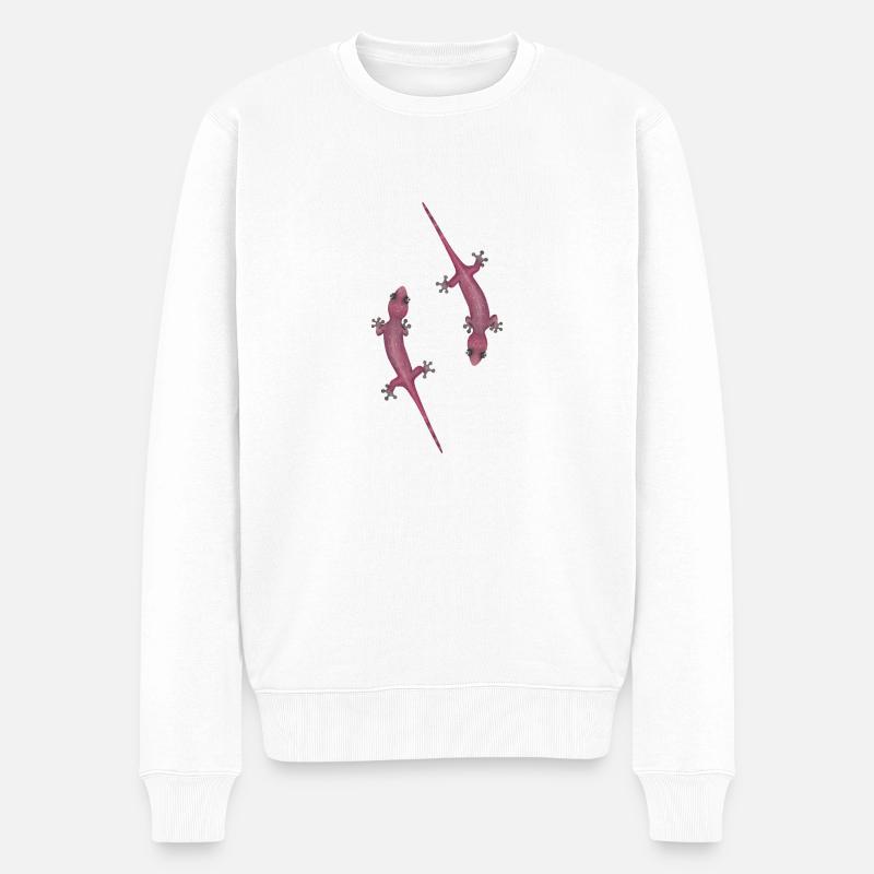 lustige Geckos - Männer Premium Bio Pullover - Weiß