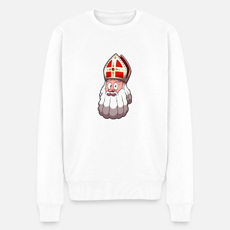 St. Nikolaus Gesicht - Männer Premium Bio Pullover - Weiß