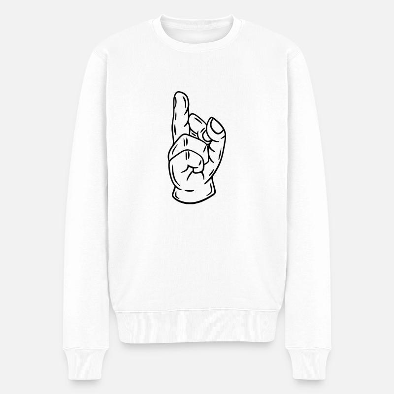 Mittelfinger Comic: Eine satirische Perspektive - Männer Premium Bio Pullover - Weiß