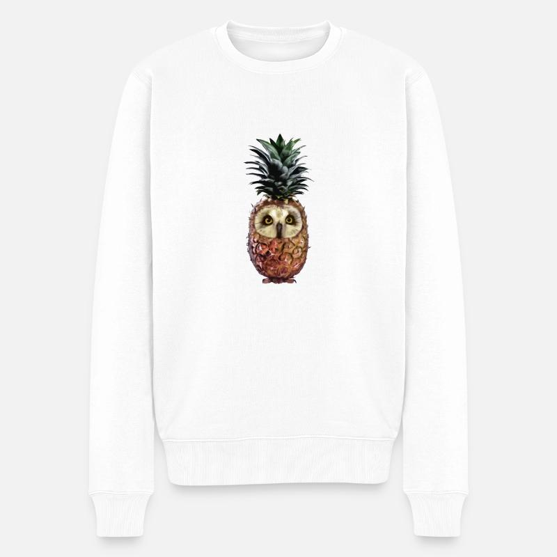 Ananas-Eule - Männer Premium Bio Pullover - Weiß