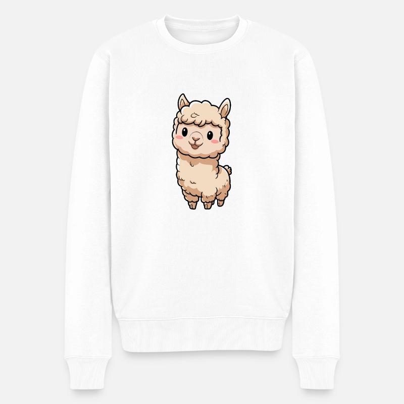 Lama doux Alpaga Chibi - Pull Premium bio Homme - blanc
