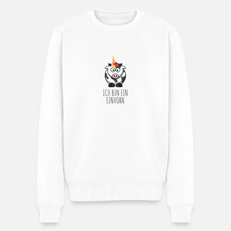 Ich bin ein Einhorn - Eiswaffel Kuh - Männer Premium Bio Pullover - Weiß