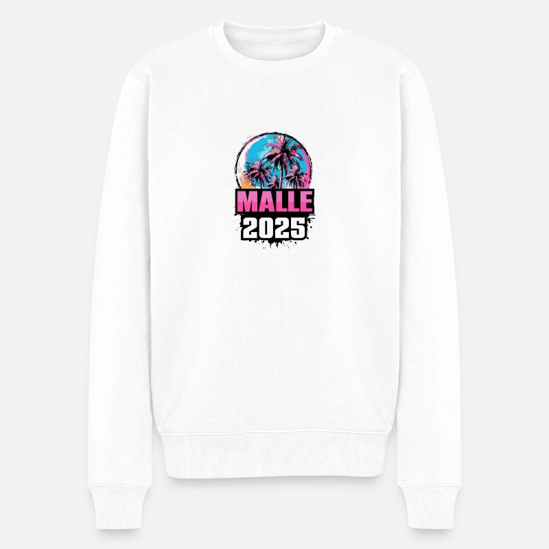 Malle 2025 Palmen - Männer Premium Bio Pullover - Weiß