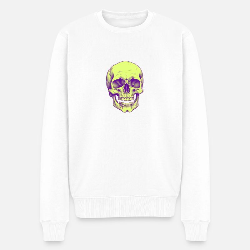 💀 Sublimé Neon Technocrate - Pull Premium bio Homme - blanc