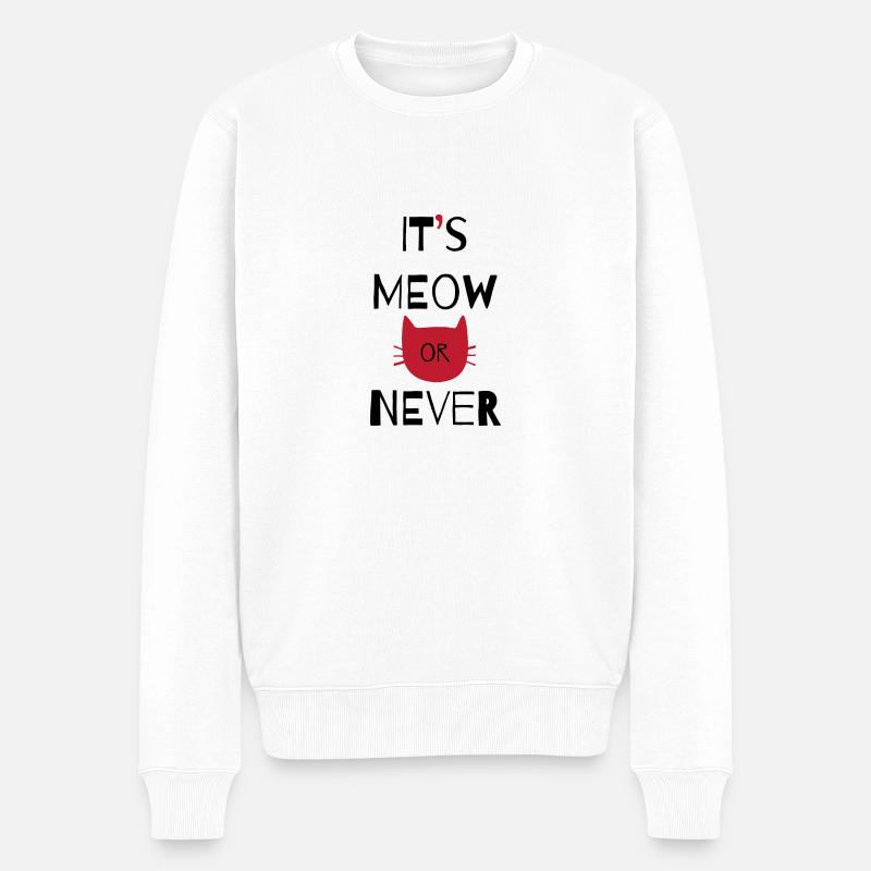 Katze - Männer Premium Bio Pullover - Weiß