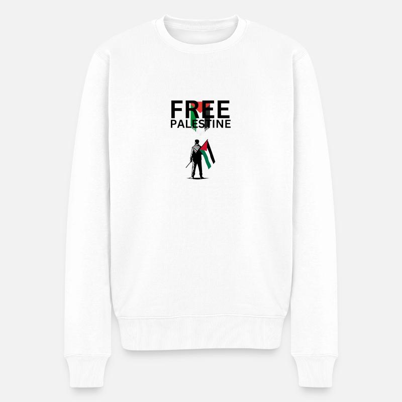 Free Palestine - Männer Premium Bio Pullover - Weiß