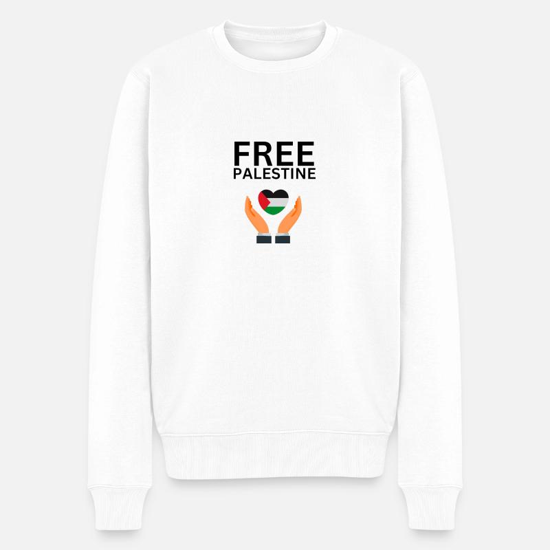 Free Palestine - Männer Premium Bio Pullover - Weiß