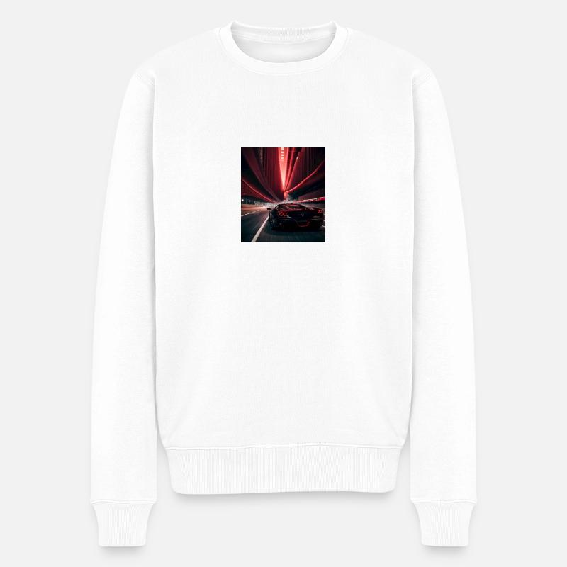 Rotes Sportauto - Männer Premium Bio Pullover - Weiß