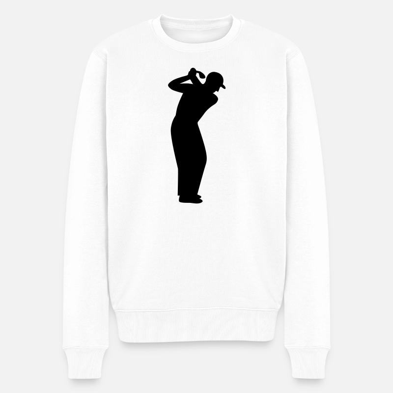 Golfer beim Abschlag - Männer Premium Bio Pullover - Weiß