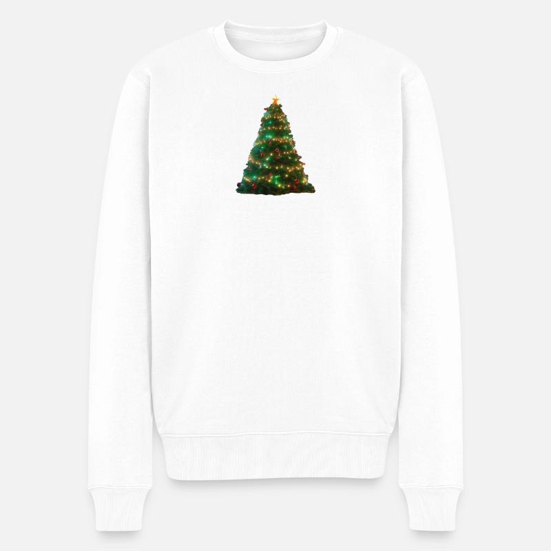 Weihnachtsbaum - Männer Premium Bio Pullover - Weiß