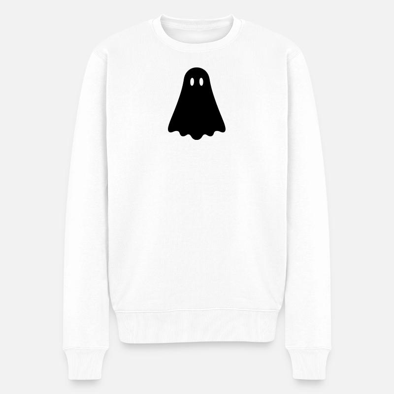 Verspieltes Gespenst für Halloween - Männer Premium Bio Pullover - Weiß