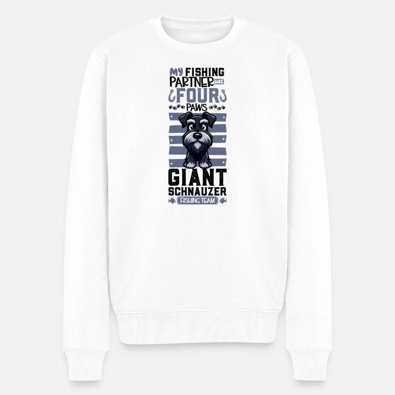 Angeln und Riesenschnauzer - Männer Premium Bio Pullover - Weiß