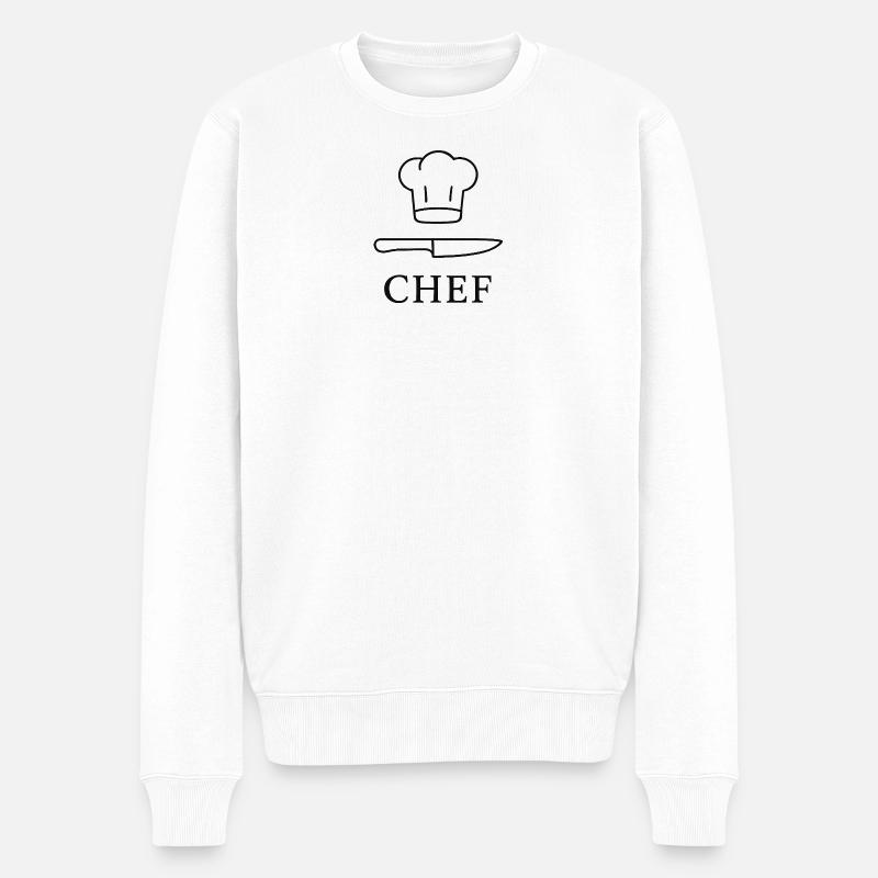 Icône de chef avec couteau - Pull Premium bio Homme - blanc