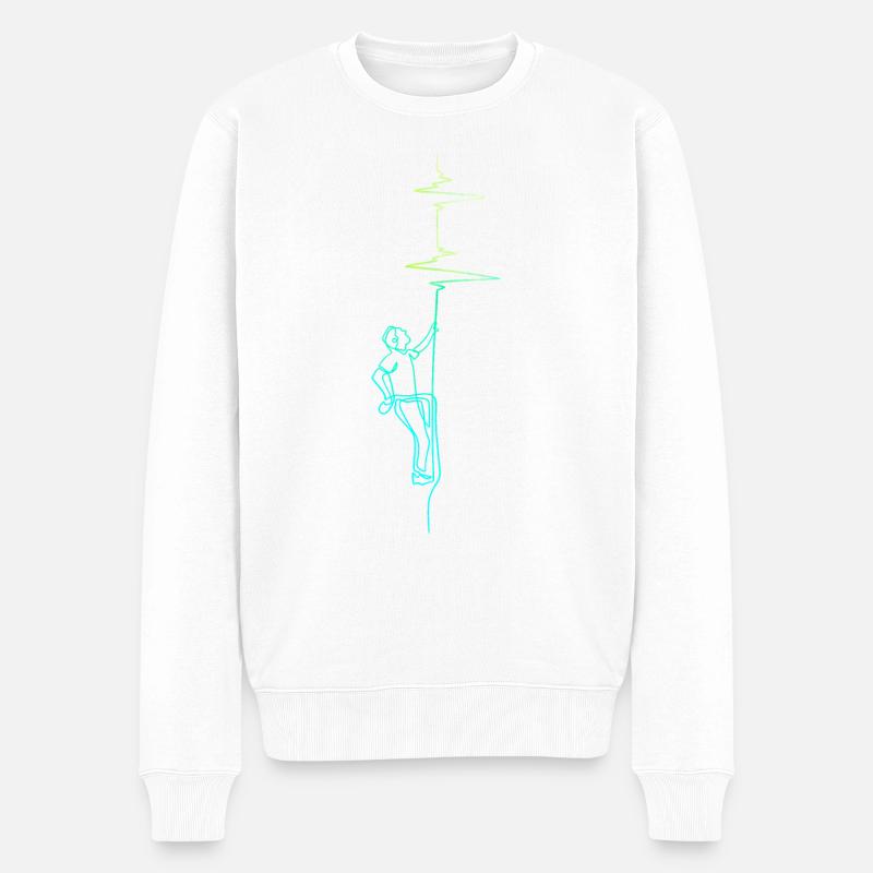 Escalade électrocardiogramme vert / bleu - Pull Premium bio Homme - blanc