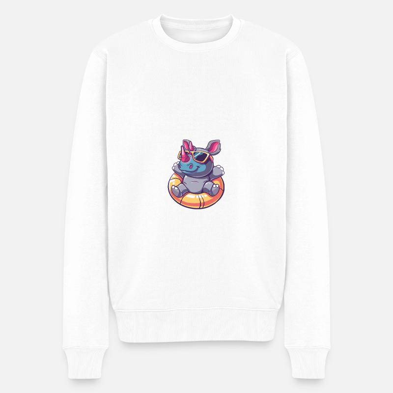 Nashorn Comic Cool - Männer Premium Bio Pullover - Weiß
