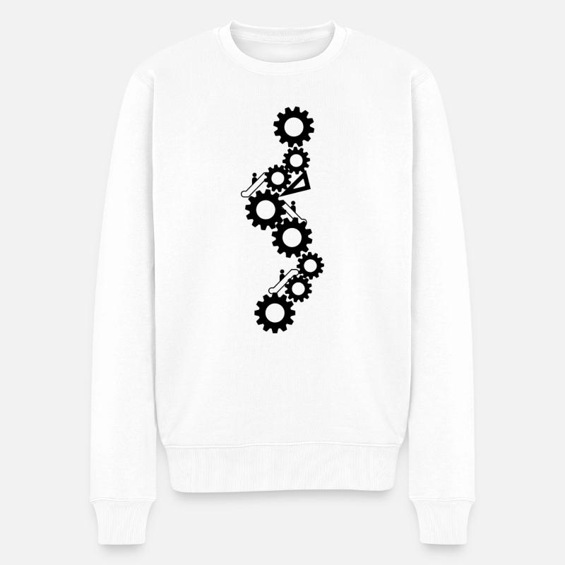 Scoliose engrenages noir - Pull Premium bio Homme - blanc
