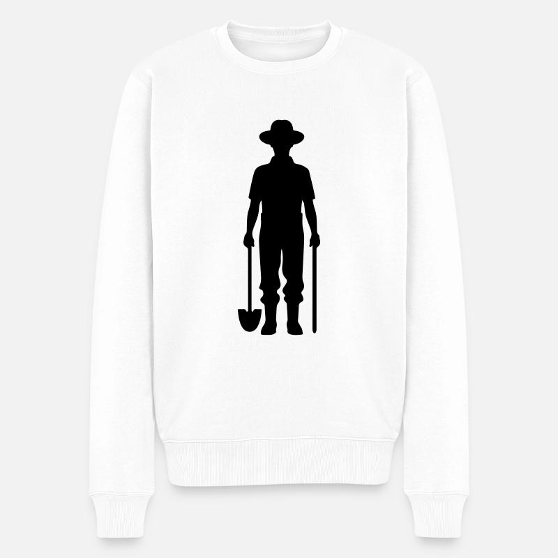 Bauer Silhouette Farmer - Männer Premium Bio Pullover - Weiß