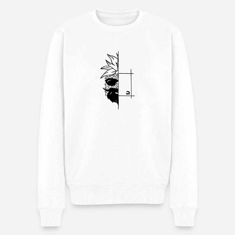 halbe cube-Ananas mit Bart und Sonnenbrille - Männer Premium Bio Pullover - Weiß