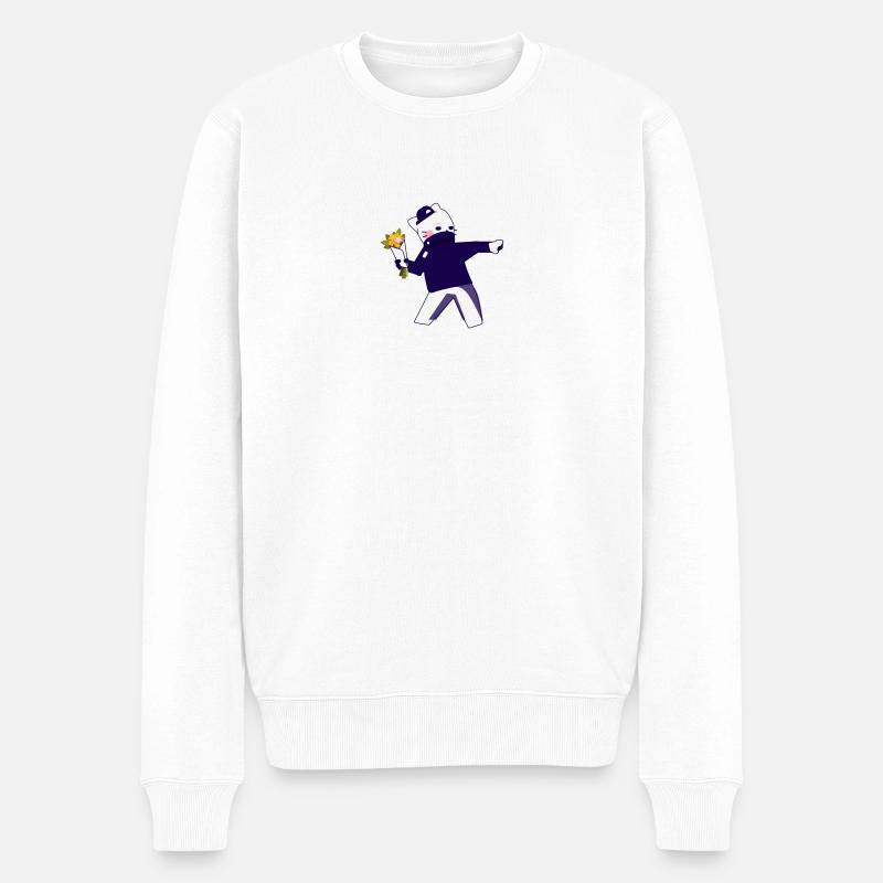 Banksy Fleurs Chat - Pull Premium bio Homme - blanc