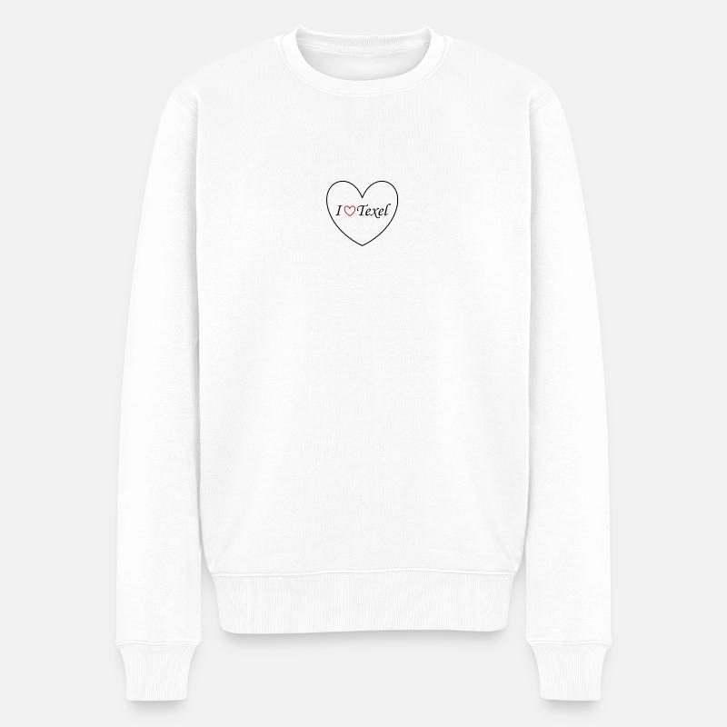 Ich liebe Texel - kleines Herz - Männer Premium Bio Pullover - Weiß