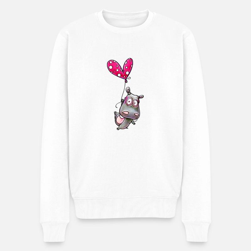 hippo with balloon - Männer Premium Bio Pullover - Weiß