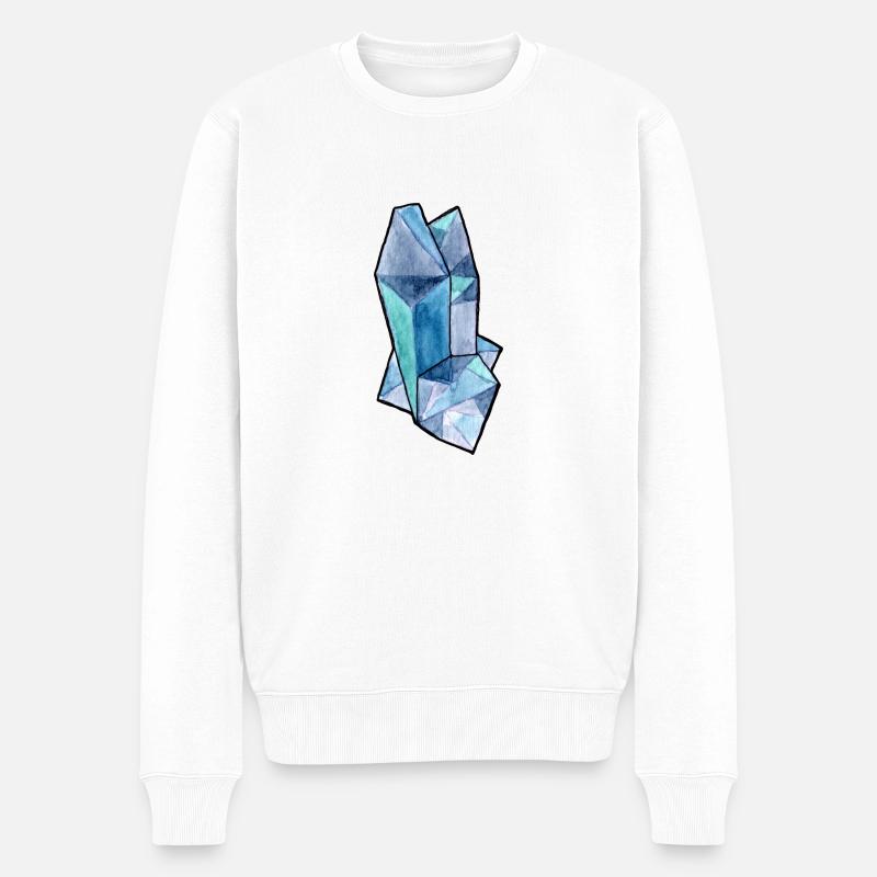 Hellblauer Kristall - Männer Premium Bio Pullover - Weiß