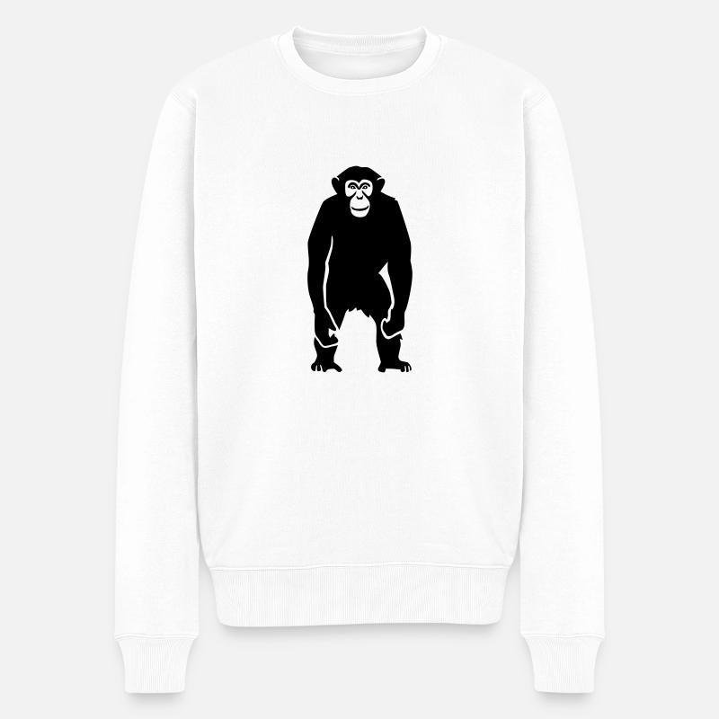 Affe - Männer Premium Bio Pullover - Weiß