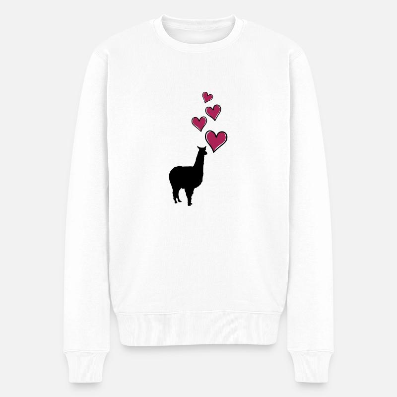 lama herzen - Männer Premium Bio Pullover - Weiß