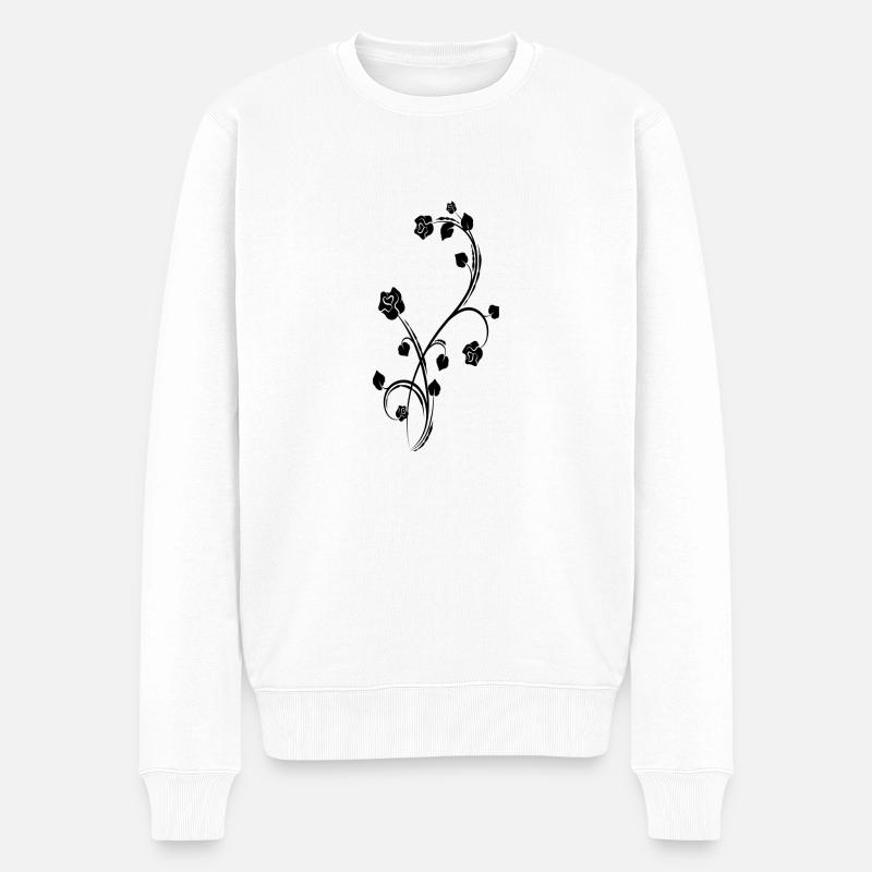 Blumenranke - Männer Premium Bio Pullover - Weiß