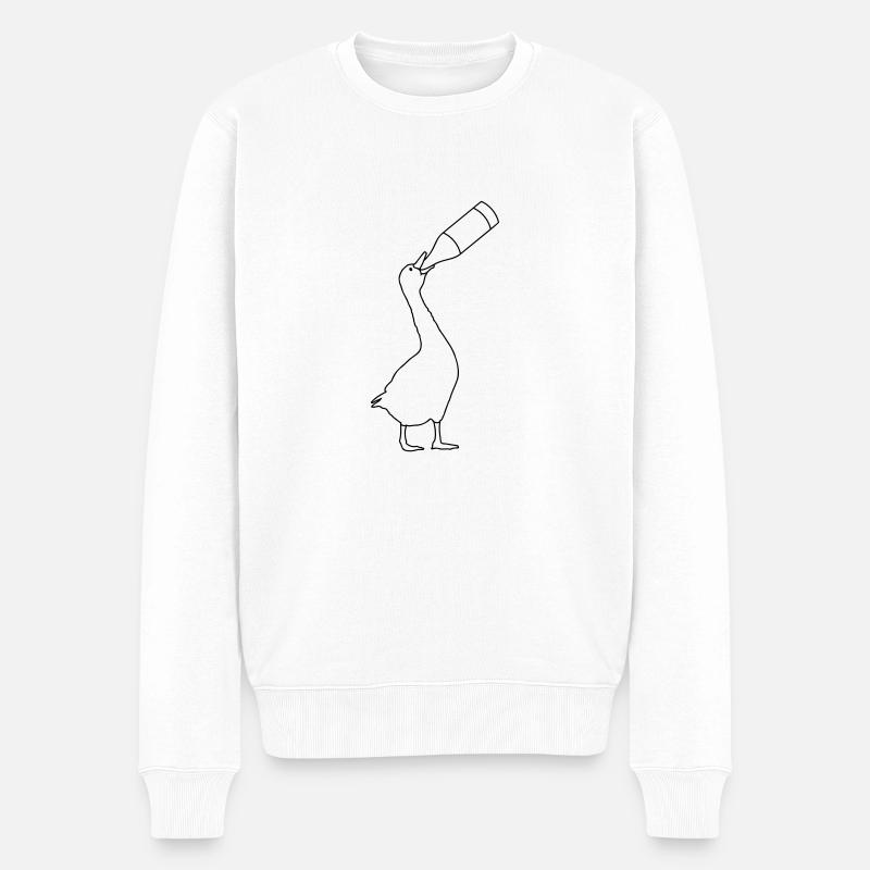 Gans säuft Bier - Männer Premium Bio Pullover - Weiß