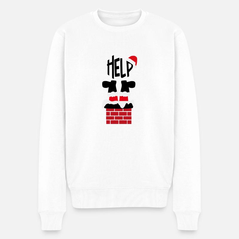 Père Noël - HELP - Pull Premium bio Homme - blanc