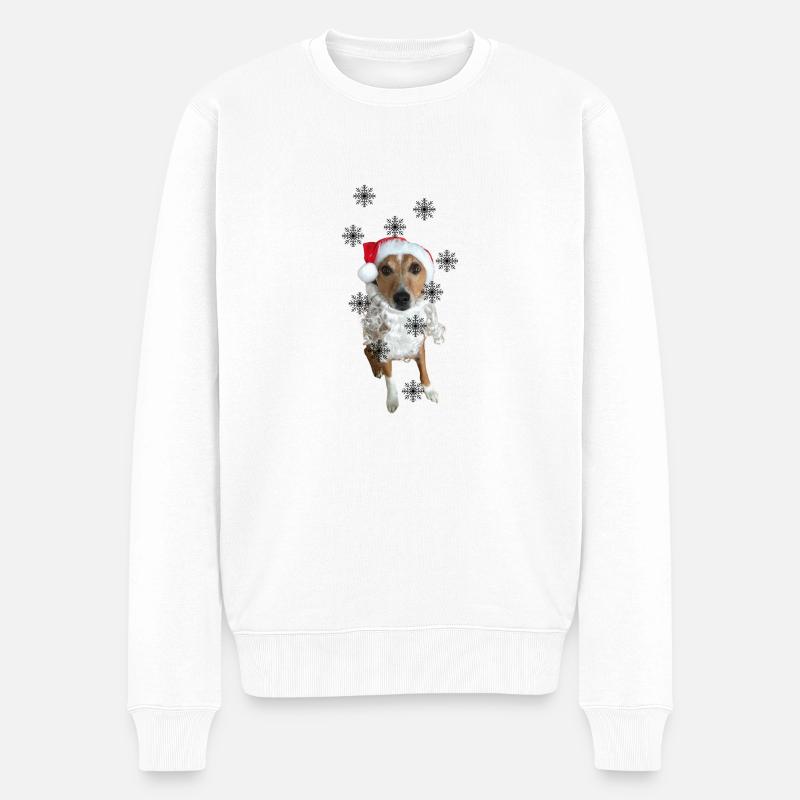 Weihnachts Hund / Schnitzel - Männer Premium Bio Pullover - Weiß