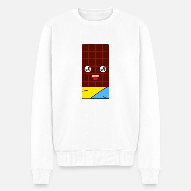 Kawaii Schokoriegel - Männer Premium Bio Pullover - Weiß