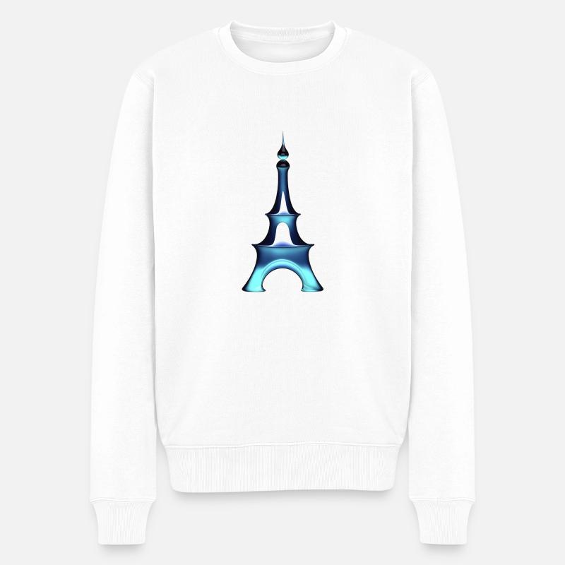 Eiffelturm aus Glas in Blau - Männer Premium Bio Pullover - Weiß
