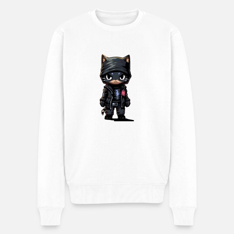 Katze Dieb 2 - Männer Premium Bio Pullover - Weiß