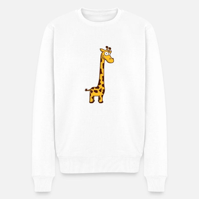 Lustige coole glückliche Giraffe Afrika Tier Comic - Männer Premium Bio Pullover - Weiß