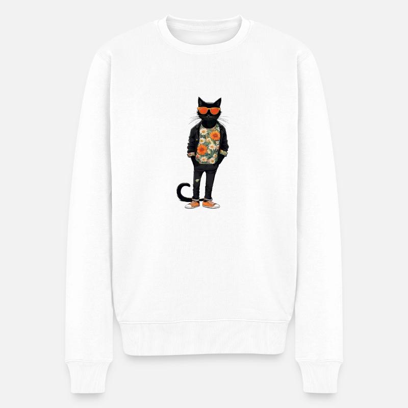 Chat cool - Pull Premium bio Homme - blanc