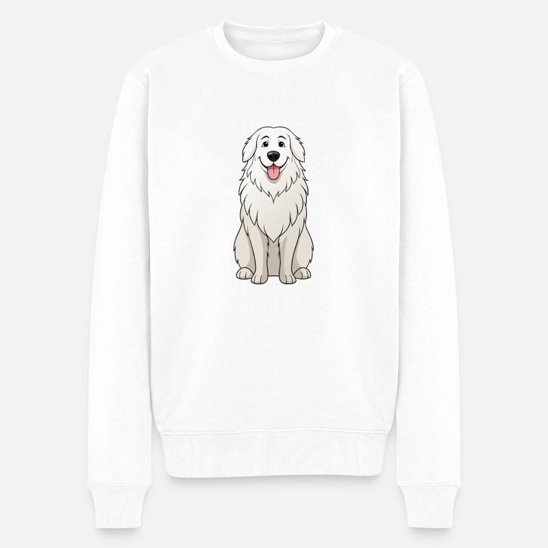 Ruhige Große Pyrenäen Digitale Kunst - Männer Premium Bio Pullover - Weiß
