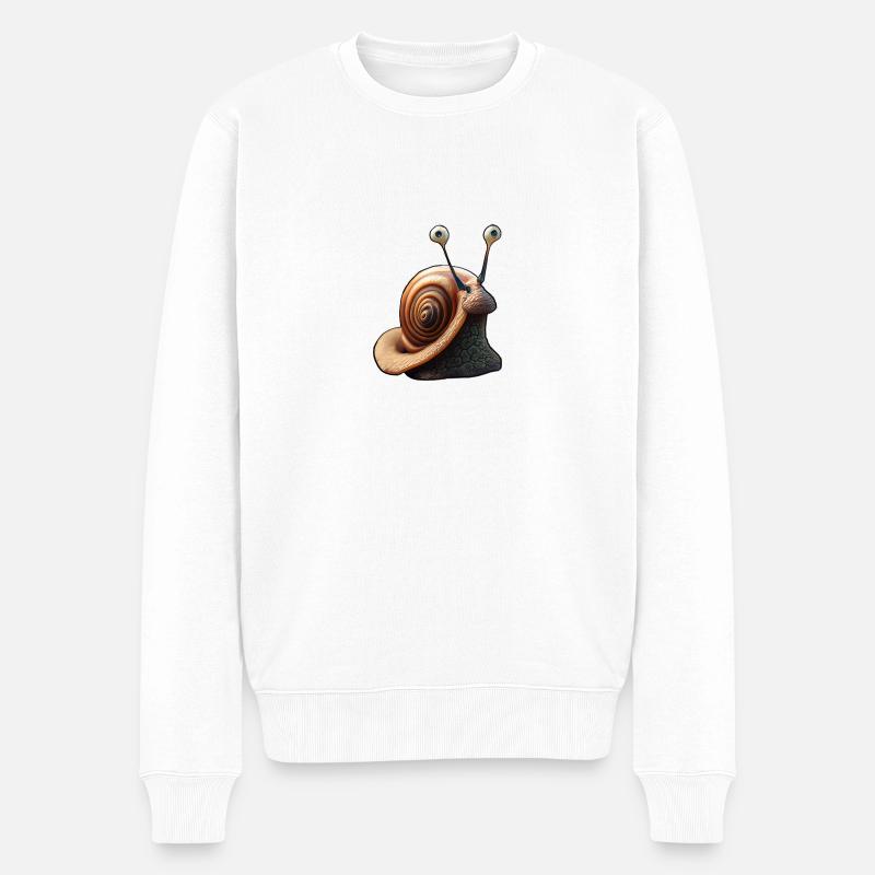 Schnecke Harry - Männer Premium Bio Pullover - Weiß