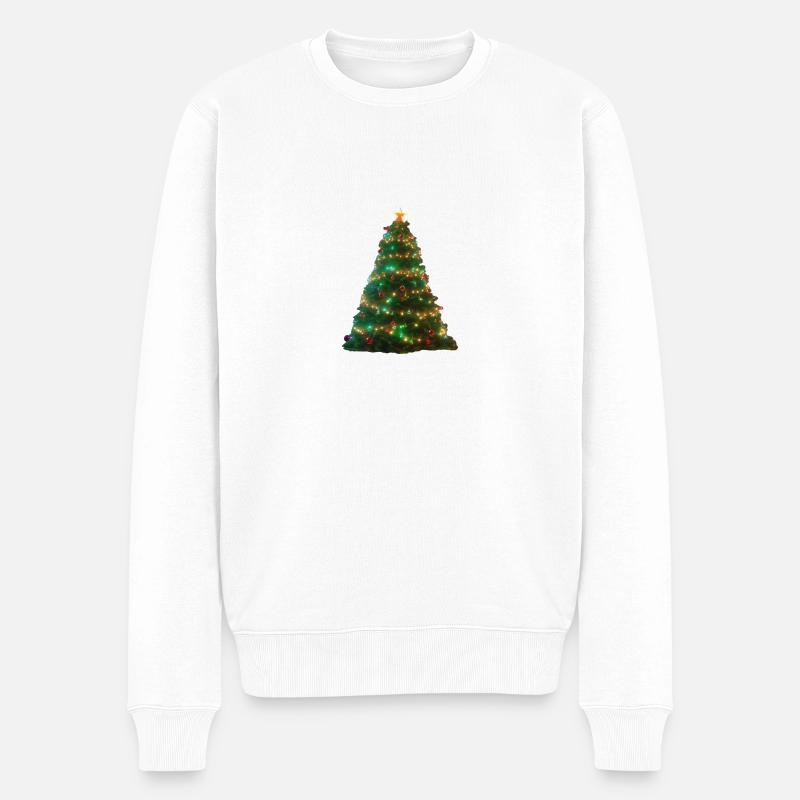 Weihnachtsbaum - Männer Premium Bio Pullover - Weiß