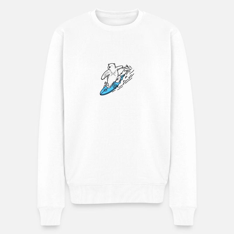 Surfbär - Männer Premium Bio Pullover - Weiß