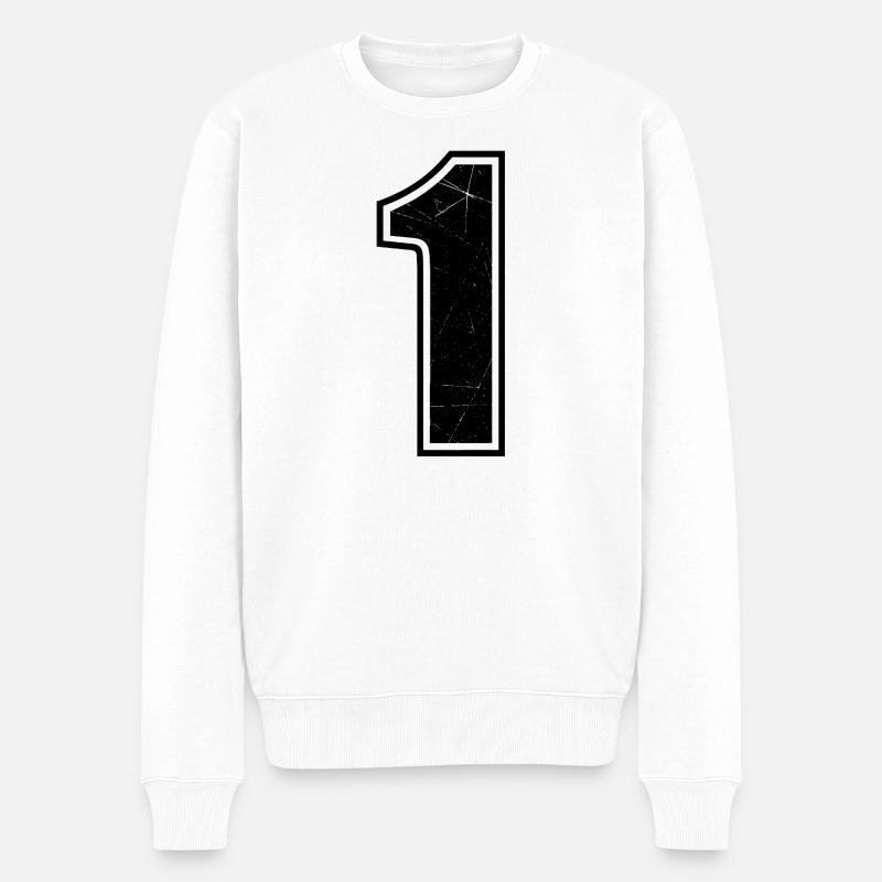 Eins Zahl - Männer Premium Bio Pullover - Weiß