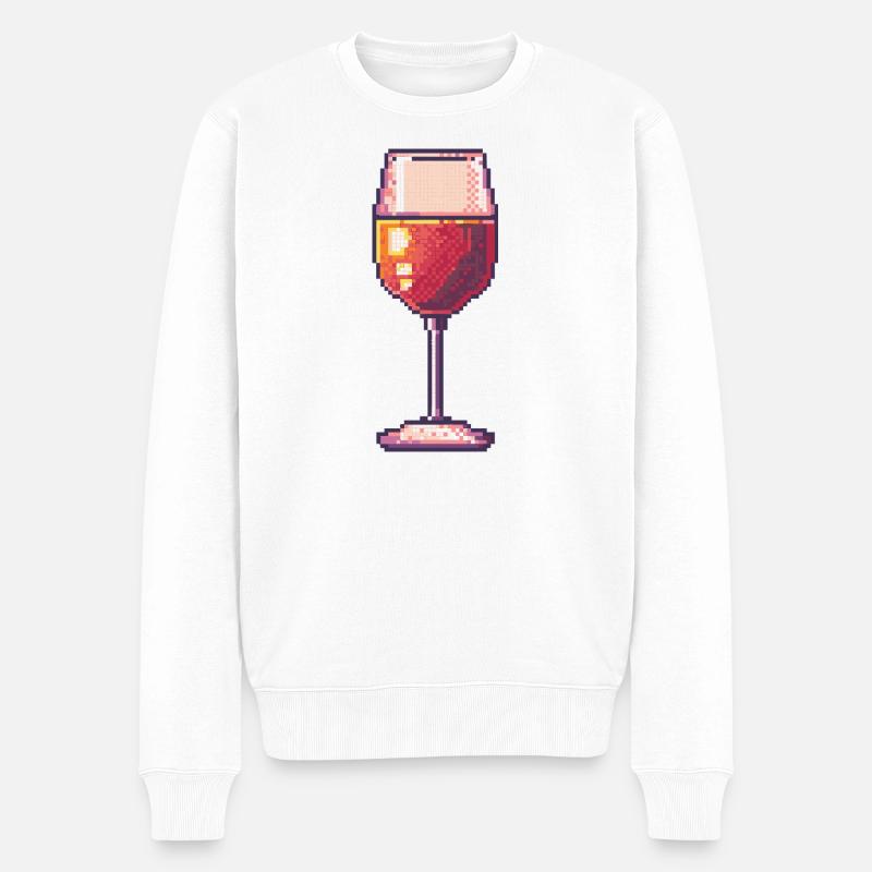 Verre à vin Pixel Retro - Pull Premium bio Homme - blanc