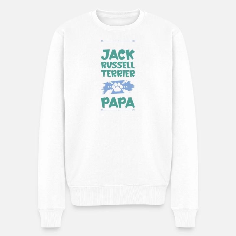 Papa chien Jack Russell Terrier - Pull Premium bio Homme - blanc