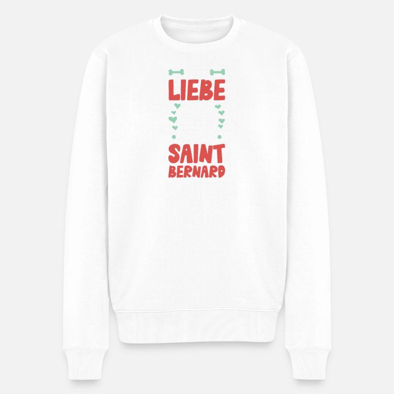 Ich liebe meinen Saint Bernard - Männer Premium Bio Pullover - Weiß