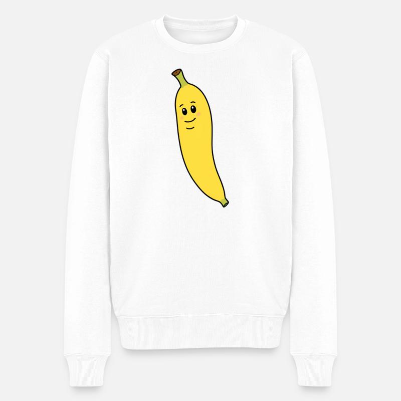Banana Mascotte Fruchtfigur - Männer Premium Bio Pullover - Weiß