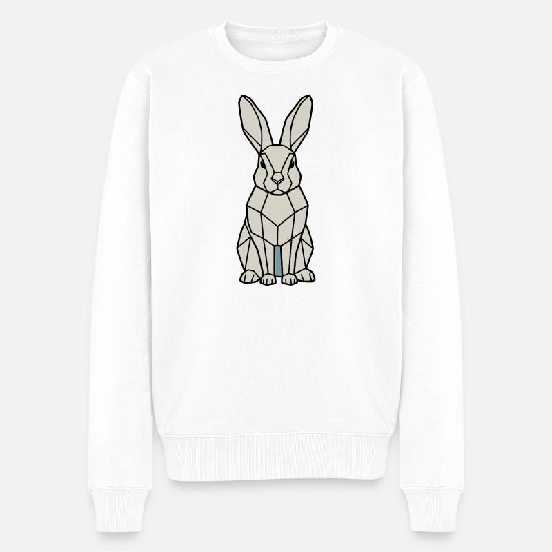 Geometrischer Hase Low Poly Modern - Männer Premium Bio Pullover - Weiß