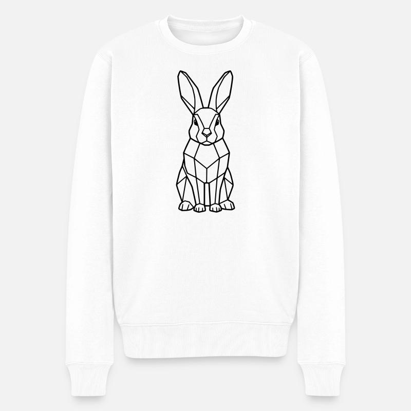 Geometrischer Hase Low Poly Outline - Männer Premium Bio Pullover - Weiß